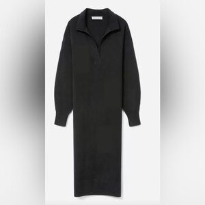 Everlane The Cashmere Polo Collar Long Sleeve Dress. Black. Size L.